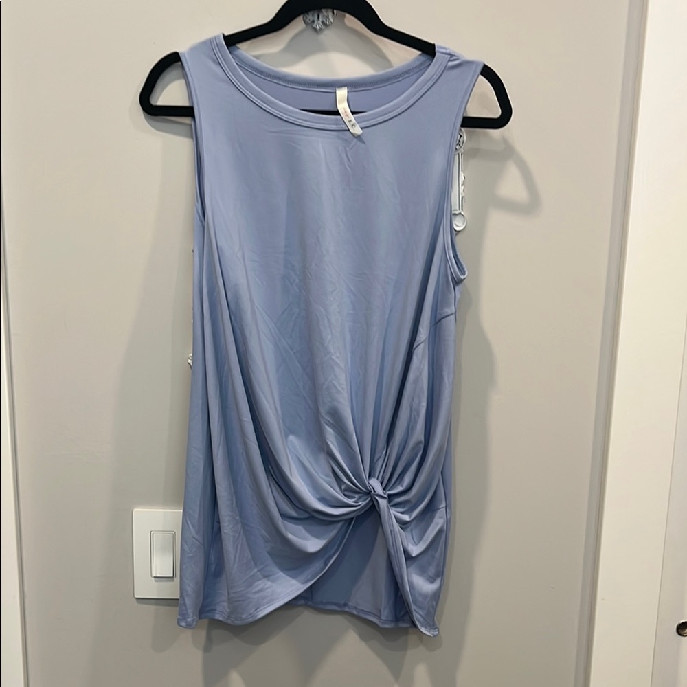 Blue Tie Front Tank Top